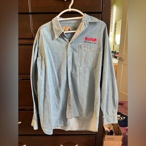 vintage Kodak denim button up shirt size L